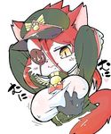  1girl artist_request cat cat_busters eye_patch furry hat red_hair solo yellow_eyes 