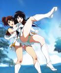  :d ass ass_visible_through_thighs band_uniform bangs black_hair blue_sky blurry blurry_background blush body_blush boots breasts brown_hair cameltoe day depth_of_field dress elbow_gloves foreshortening frilled_panties frills from_below full_body gloves green_panties hibike!_euphonium highres knee_boots kousaka_reina legs_apart legs_up lifting_person long_hair looking_down medium_breasts multiple_girls no_hat no_headwear official_style open_mouth oumae_kumiko outdoors panties pantyshot pantyshot_(sitting) pink_panties ponytail purple_eyes sailor_collar sbel02 short_hair sitting sky sleeveless sleeveless_dress smile standing tareme thighs tree underwear uniform v-shaped_eyebrows white_dress white_footwear white_gloves yellow_eyes 
