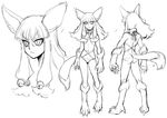  00s 1girl animal_ears ass bell bikini blush breasts character_sheet full_body fur hair_bell hair_ornament halter_top halterneck hips inugami_nui jingle_bell long_hair lowleg lowleg_bikini monochrome monster_girl official_art open_mouth paws simple_background slit_pupils small_breasts solo standing swimsuit tail taimanin_(series) taimanin_asagi taimanin_asagi_battle_arena wavy_hair zol 