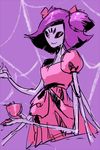  1girl extra_arms extra_eyes fangs monster_girl muffet purple_skin solo spider spider_girl twintails undertale 