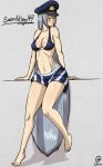  1_girl bikini blue_eyes extremly_long_hair original_character scar swimsuit white_hair 