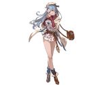  ankle_boots bag bangs belt beret black_legwear blue_hair boots breasts brown_eyes coat dress floral_print full_body granblue_fantasy hat long_hair long_sleeves looking_at_viewer medium_breasts minaba_hideo official_art open_clothes open_coat open_mouth short_dress sleeves_past_wrists smile solo sophia_(granblue_fantasy) standing transparent_background turtleneck 