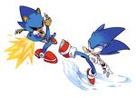  bad_id bad_pixiv_id commentary_request exhaust fighting furry juugo_(sankoiri) kicking male_focus metal_sonic robot simple_background sonic sonic_the_hedgehog white_background 