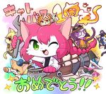 2boys 5girls artist_request blue_eyes cat cat_busters character_request everyone furry long_hair multiple_boys multiple_girls one_eye_closed pink_hair purple_eyes red_eyes smile 