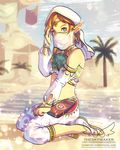  alternate_costume blonde_hair blue_eyes crossdressing desert detached_sleeves earrings gerudo_link jewelry link looking_at_viewer male_focus midriff otoko_no_ko pointy_ears see-through solo the_legend_of_zelda the_legend_of_zelda:_breath_of_the_wild veil 