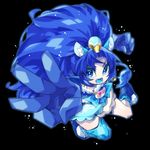  :d animal_ears bangs black_background blue_eyes blue_footwear blue_gloves blue_hair blue_legwear blue_skirt blue_tongue cure_gelato full_body gloves kirakira_precure_a_la_mode lion_ears lion_tail long_hair looking_at_viewer magical_girl ninomae open_mouth parted_bangs precure shoes simple_background single_thighhigh skirt smile solo tail tategami_aoi thighhighs 