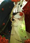  couple dress duo ellias_ainsworth flower fujiharu_(akamine) gloves hand_on_another&#039;s_cheek hatori_chise highres looking_at_another mahou_tsukai_no_yome red_hair rose skull thorns 