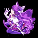  animal_ears black_background boots cat_ears cat_tail choker closed_mouth cure_macaron elbow_gloves extra_ears food_themed_hair_ornament full_body gloves hair_ornament kirakira_precure_a_la_mode kotozume_yukari light_smile long_hair looking_at_viewer macaron_hair_ornament magical_girl ninomae precure puffy_sleeves purple_eyes purple_footwear purple_hair purple_neckwear purple_skirt ribbon_choker simple_background skirt solo tail thigh_boots thighhighs white_gloves 