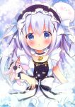  1girl :o angora_rabbit animal bangs bare_arms black_hairband blue_eyes blue_hair blush bow bunny commentary_request eyebrows_visible_through_hair eyepatch frilled_hairband frills gochuumon_wa_usagi_desu_ka? hair_between_eyes hair_ornament hairband kafuu_chino long_hair object_hug parted_lips rikatan shirt sidelocks skirt sleeveless sleeveless_shirt star striped striped_bow stuffed_animal stuffed_bunny stuffed_toy tippy_(gochiusa) very_long_hair white_bow white_shirt white_skirt x_hair_ornament 