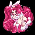  :d animal_ears black_background bloomers bunny_ears cake_hair_ornament choker cure_whip dress extra_ears food_themed_hair_ornament gloves hair_ornament kirakira_precure_a_la_mode long_hair looking_at_viewer magical_girl ninomae open_mouth pink_eyes pink_footwear pink_hair pink_neckwear precure shoes simple_background smile solo twintails underwear usami_ichika white_gloves 
