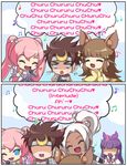  1boy 2koma 4girls :3 :d ;d ?? ^_^ acorn_hair_ornament anegasaki_kenji angelic_buster animal_ears aran_(maplestory) armor ayanokouji_kanna bangs beamed_eighth_notes beast_tamer black_gloves blank_eyes blue_eyes blue_sky blunt_bangs blush bow brown_hair character_request closed_eyes cloud comic commentary_request crescent dark_skin detached_sleeves dress drooling eighth_note eyebrows_visible_through_hair faceless faceless_male fang fingerless_gloves flower fur-trimmed_sleeves fur_trim gloves hair_bow hair_ornament hair_ribbon heart high_ponytail holding holding_microphone horns index_finger_raised japanese_armor japanese_clothes leaf_hair_ornament long_hair maplestory microphone miko multiple_girls music musical_note nekono_rin one_eye_closed open_mouth pink_hair ponytail puffy_short_sleeves puffy_sleeves purple_hair purple_ribbon quarter_note red_ribbon ribbon shirt short_sleeves shoulder_armor sidelocks singing sky sleeveless sleeveless_shirt smile sode spiked_hair sweat tail turn_pale twintails v-shaped_eyebrows very_long_hair wavy_mouth white_bow white_gloves white_hair white_shirt wide_sleeves yellow_dress 