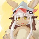  1girl artist_request brown_eyes furry long_hair made_in_abyss nanachi_(made_in_abyss) open_mouth rabbit solo white_hair 