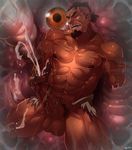  1boy bara beard cum ejaculation erection facial_hair forced lifting male_focus monster muscle nipples orgasm pecs penis restrained rlbiok tagme tentacle testicles torn_clothes 