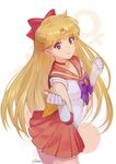  aino_minako back_bow bishoujo_senshi_sailor_moon blonde_hair bow bowtie breasts choker circlet elbow_gloves eyebrows_visible_through_hair gloves hair_bow large_bow long_hair looking_at_viewer medium_breasts meto31 orange_choker orange_sailor_collar pleated_skirt purple_bow purple_eyes purple_neckwear red_bow sailor_collar sailor_senshi_uniform sailor_venus school_uniform serafuku shirt simple_background skirt smile solo star star_choker venus_symbol white_background white_shirt yellow_bow 