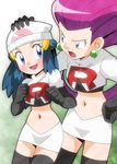  elbow_gloves hainchu happy hikari_(pokemon) miniskirt musashi_(pokemon) pokemon pokemon_(anime) team_rocket team_rocket_(cosplay) 