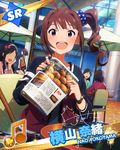  blush brown_hair card_(medium) character_name dress idolmaster idolmaster_million_live! long_hair side_ponytail smile violet_eyes yokoyama_nao 