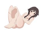  anus blush breasts brown_hair feet highres kono_subarashii_sekai_ni_shukufuku_wo! leg_up looking_at_viewer lying megumin nipples nude on_back pussy red_eyes short_hair_with_long_locks showers-u small_breasts soles solo toes transparent_background uncensored 