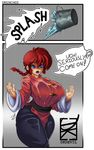  1girl absurdres annoyed breasts chinese_clothes dkdevil genderswap genderswap_(mtf) highres huge_breasts ranma-chan ranma_1/2 red_hair saotome_ranma single_braid solo thick_eyebrows wet 