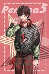  amamiya_ren black_hair copyright_name glasses jacket looking_at_viewer male_focus persona persona_5 persona_5:_dancing_star_night persona_dancing scarf shor solo xuwu_jun 