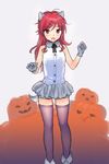  animal_ears bike_shorts blush chigusa_asuha dog_ears dog_tail fang hair_ornament hairclip halloween jack-o'-lantern long_hair open_mouth purple_legwear qualidea_code red_eyes red_hair sekiya_asami sleeveless solo standing tail thighhighs 