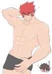  1boy abs bara crotch kekkai_sensen male_focus muscle pecs presenting red_hair solo_focus topless underwear 