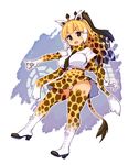  :o animal_ears arm_up blonde_hair boots breasts full_body giraffe_ears giraffe_print giraffe_tail gloves high-waist_skirt kemono_friends large_breasts long_hair multicolored multicolored_clothes multicolored_hair multicolored_legwear necktie open_mouth panties pleated_skirt pointing ponytail reticulated_giraffe_(kemono_friends) ryoji_(nomura_ryouji) scarf skirt solo tail thighhighs two-tone_hair underwear v-shaped_eyebrows white_hair white_panties 