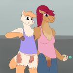  alpaca animal_genitalia anthro bottomless camelid candy chest_tuft clothed clothing cloven_hooves crocodilianbooty dickgirl flaccid food foreskin fur hair hooves intersex jeans lollipop makeup male mammal olli_(braeburned) pants penis pink_sclera ponytail sheath shirt skylor_(crocodilianbooty) tank_top tuft uncut vicu&ntilde;a wool 