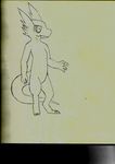  anthro claws digitigrade dragon fangs featureless_crotch horn humanoid luciplug pencil_(artwork) simple_background sketch thick_tail traditional_media_(artwork) 