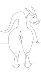 anus butt dragon female feral horn looking_at_viewer looking_back presenting presenting_hindquarters presenting_pussy pussy raised_tail solo unknown_artist 