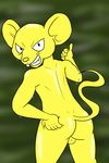  balls butt butt_grab dragon_ball dragon_ball_super fur hand_on_butt mammal mouse nude quitela rodent smile sweat thumbs_up unknown_artist yellow_fur 