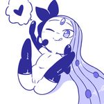 &lt;3 2017 anthro armwear clothing digital_media_(artwork) disfigure elbow_gloves female gloves legendary_pok&eacute;mon legs_up legwear licking licking_lips looking_at_viewer lying meloetta monochrome navel nintendo nude on_back one_eye_closed pok&eacute;mon pok&eacute;mon_(species) pose presenting presenting_pussy pussy smile solo spread_legs spreading thigh_highs tongue tongue_out video_games wink 