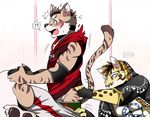  2017 abs anthro bearlovestiger13 clothing clouded_leopard collar feline fur hoodie leopard_cat likulau male mammal nekojishi shu-chi simple_background spots stripes tattoo 