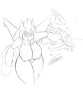  angry anthro areola breasts female latias legendary_pok&eacute;mon lewdtias looking_at_viewer monochrome nintendo nipples nude pok&eacute;mon pok&eacute;mon_(species) punch quin-nsfw simple_background sketch video_games white_background 