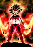  1girl abs alone armband aura bare_shoulders breasts caulifla dragon_ball dragon_ball_super female fusion green_hair kale_(dragon_ball) kefla open_mouth pants potara_earrings red_pants red_shirt saiyan shirt six_pack solo spiked_hair spiky_hair super_saiyan white_eyes wristband yelling 