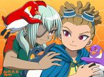  artist_name bird cape dated eyepatch goggles goggles_on_head hairlocs inazuma_eleven inazuma_eleven_(series) kidou_yuuto light_green_hair long_hair male_focus multiple_boys nyaru_(user_nwcn7583) penguin sakuma_jirou smile soccer_uniform sportswear 