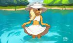  adventure_time animal_nose black_eyes blonde_hair bronwyn hat kollerss personification skirt tank_top wading water wet wet_clothes 