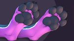  2017 3dinoz 4_toes ambiguous_species anthro blue_fur canine claws digitigrade faceless_ambiguous foot_focus foot_shot fur grey_background mammal multicolored_fur pawpads paws pink_fur simple_background solo toes white_fur 