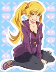  black_legwear frilled_skirt frills hanako-0001 jacket kiss-shot_acerola-orion_heart-under-blade long_hair monogatari_(series) older oshino_shinobu pantyhose pointy_ears sitting skirt solo very_long_hair yellow_eyes 