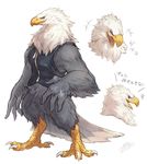  apollo_(doubutsu_no_mori) bald_eagle beak bird closed_eyes commentary_request doubutsu_no_mori eagle feathers no_humans open_mouth smile solo_focus zipper 