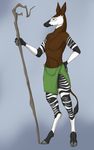  anthro clothed clothing hooves illah_oakridge loincloth male mammal maskedhusky okapi simple_background standing 