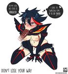  1boy 1girl black_hair breasts duo fellatio gerph kamui_(kill_la_kill) kill_la_kill kneeling matoi_ryuuko navel penis senketsu short_hair skirt 