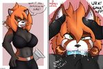  anthro big_breasts breasts cum cum_in_mouth cum_inside deep_throat dialogue english_text fellatio female forced forced_oral green_eyes hair instant_loss_2koma male male/female mammal oral orange_hair penis red_panda sex starit text 