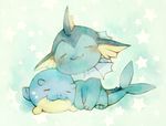  chibi closed_eyes commentary_request gen_1_pokemon gen_3_pokemon hug mochi_(empty_p) pokemon pokemon_(creature) smile spheal vaporeon 