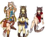  2017 animal_humanoid blonde_hair breasts cat_humanoid clothed clothing crossgender feline female fur group hair humanoid leopard likulau lin_hu looking_at_viewer mammal miyukiaya nekojishi shu-chi simple_background tiger_humanoid white_background 