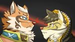  2017 amber_eyes anthro blue_eyes feline fur leopard likulau lin_hu male mammal nekojishi tagme tiger 