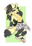  5_fingers ailuranthropy anthro barefoot black_hair canine clothed clothing detailed_background digital_media_(artwork) female green_eyes hair mammal simple_background solo wolf 