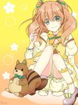  commentary_request crossdressing dress full_body green_eyes hair_ribbon highres i-chu long_hair looking_at_viewer male_focus momochop0402 oikawa_momosuke otoko_no_ko ribbon smile solo stuffed_animal stuffed_squirrel stuffed_toy 