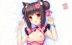  animal_ears breasts chocolat neko_para nekomimi nipples open_shirt sayori wallpaper 