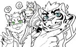  &lt;3 2017 amber_eyes anthro blue_eyes feline fur green_eyes likulau lin_hu male mammal nekojishi shu-chi simple_background smile tagme tiger tongue tongue_out white_background 