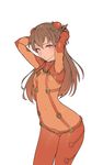  arched_back armpits arms_behind_head arms_up bangs blue_eyes blush bodysuit breasts brown_hair clothes_writing covered_navel covered_nipples cowboy_shot evangelion:_2.0_you_can_(not)_advance flat_color from_side gradient_hair hair_between_eyes hairpods headgear highres hips legs_together long_hair looking_at_viewer looking_to_the_side multicolored multicolored_bodysuit multicolored_clothes multicolored_hair neon_genesis_evangelion nipples orange_bodysuit parted_bangs parted_lips pilot_suit plugsuit rebuild_of_evangelion red_bodysuit see-through shikinami_asuka_langley sideways_glance simple_background sketch small_breasts solo souryuu_asuka_langley standing straight_hair test_plugsuit tim_loechner turtleneck two_side_up white_background 